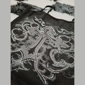 Black Rhinestone Cross Crop tank gothic y2k grunge alt XS
